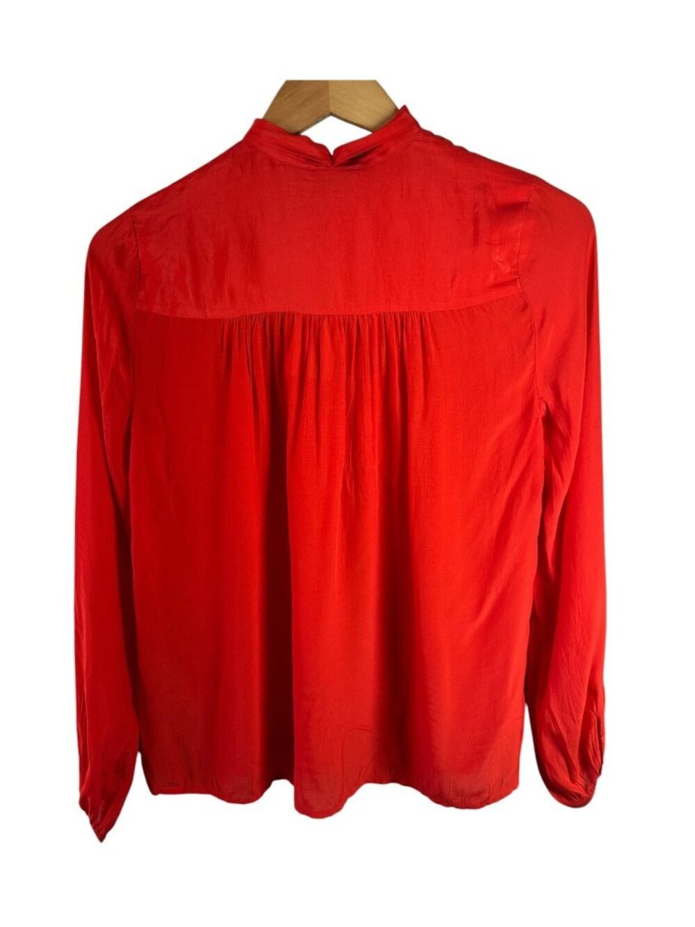 Lucky Brand NWT Red Tie Neck Viscose Blouse Women's XS Long Sleeve Boho Office - Picture 4 of 6